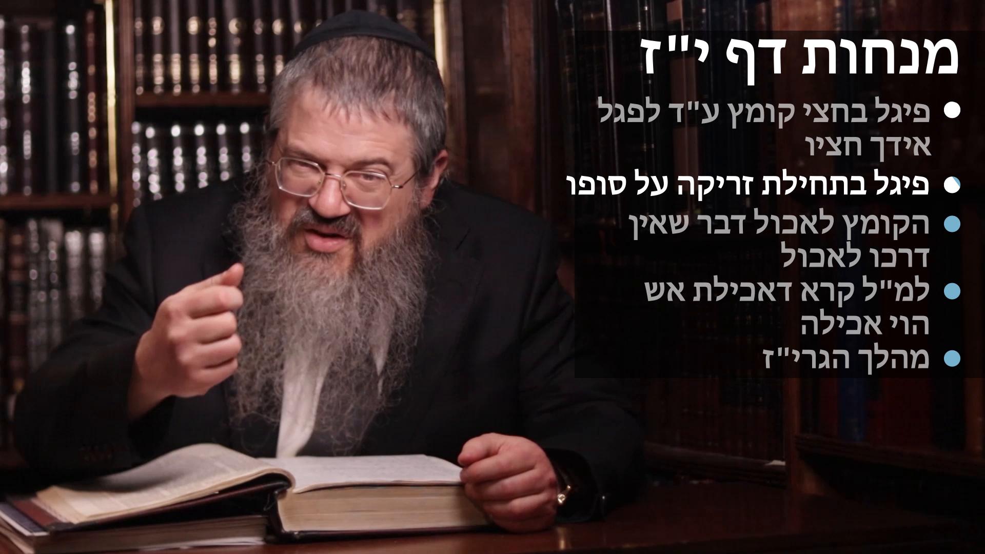 Menachot daf 17 פיגל בחצי קומץ או זריקה להקריב או לזרוק הסוף חוץ לזמנו, הקומץ לאכול דבר שאין דרכו לאכול, אכילת אש הוי אכילה 