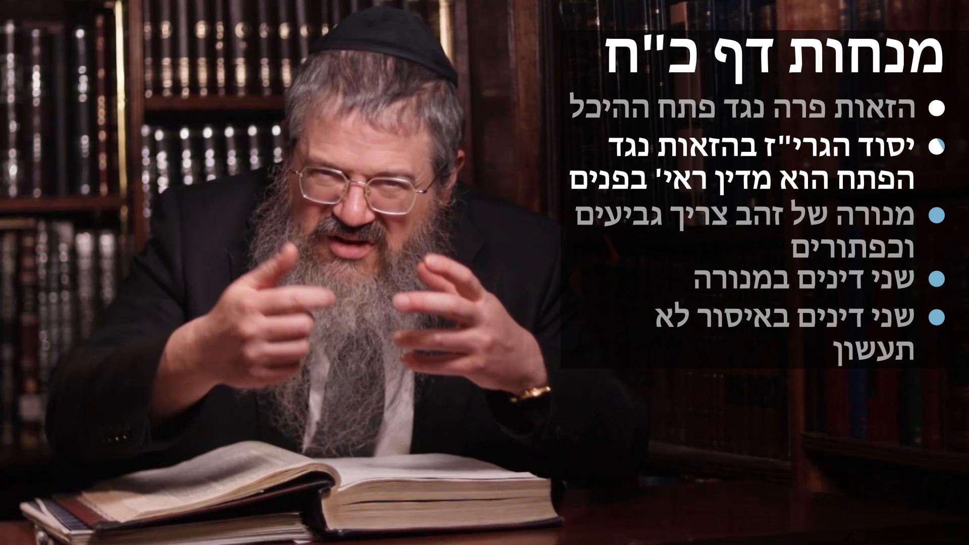 Menachot daf 28 הגרי"ז בהזאות פרה נגד פתח אהל מועד, שני דינים במנורה, ושני דינים באיסור לא תעשון