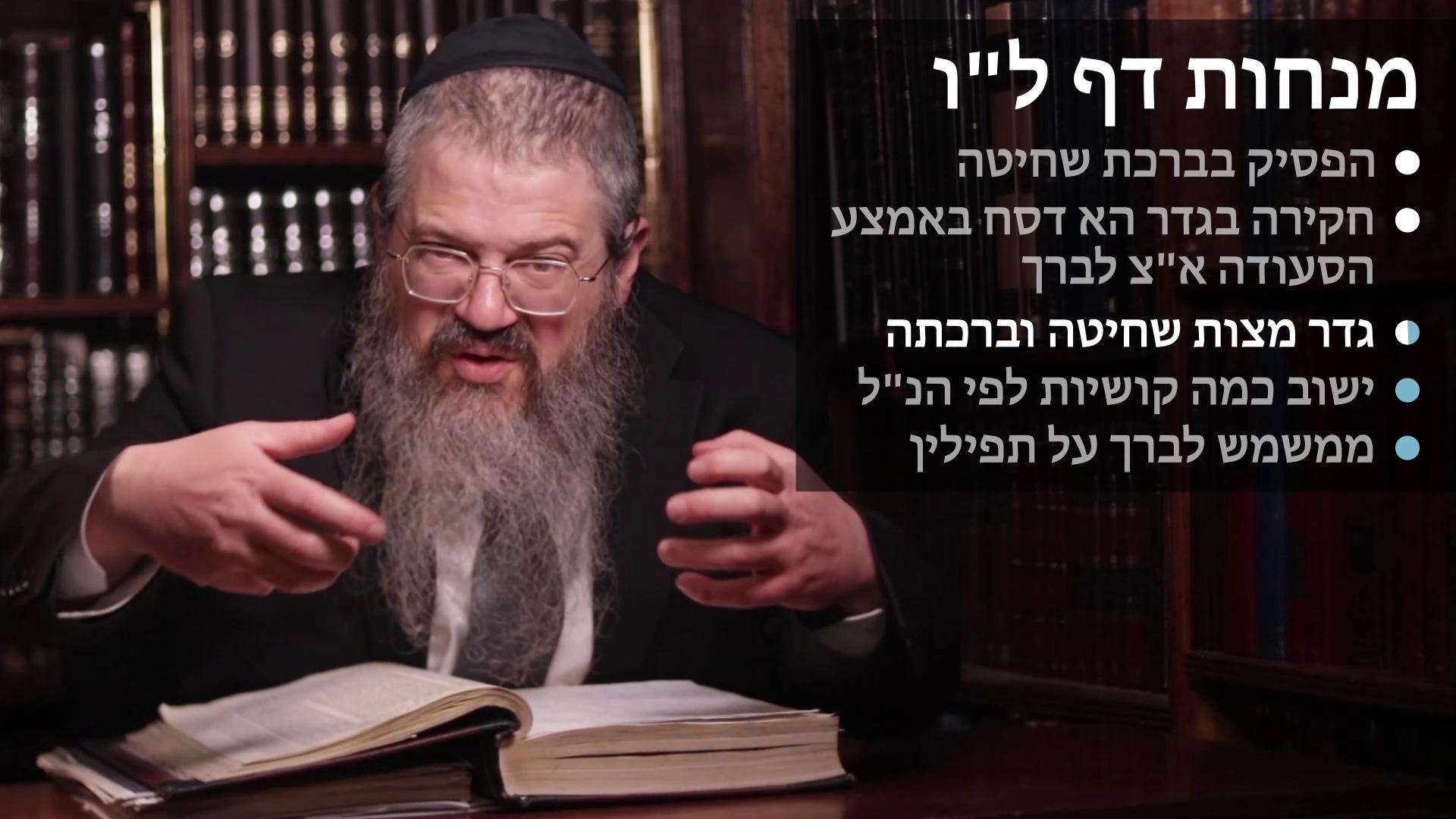 Menachot daf 36 הפסיק בברכת שחיטה וגדר מצות שחיטה, הפסיק באמצע הסעודה ומשמוש בתפילין כדי לברך 