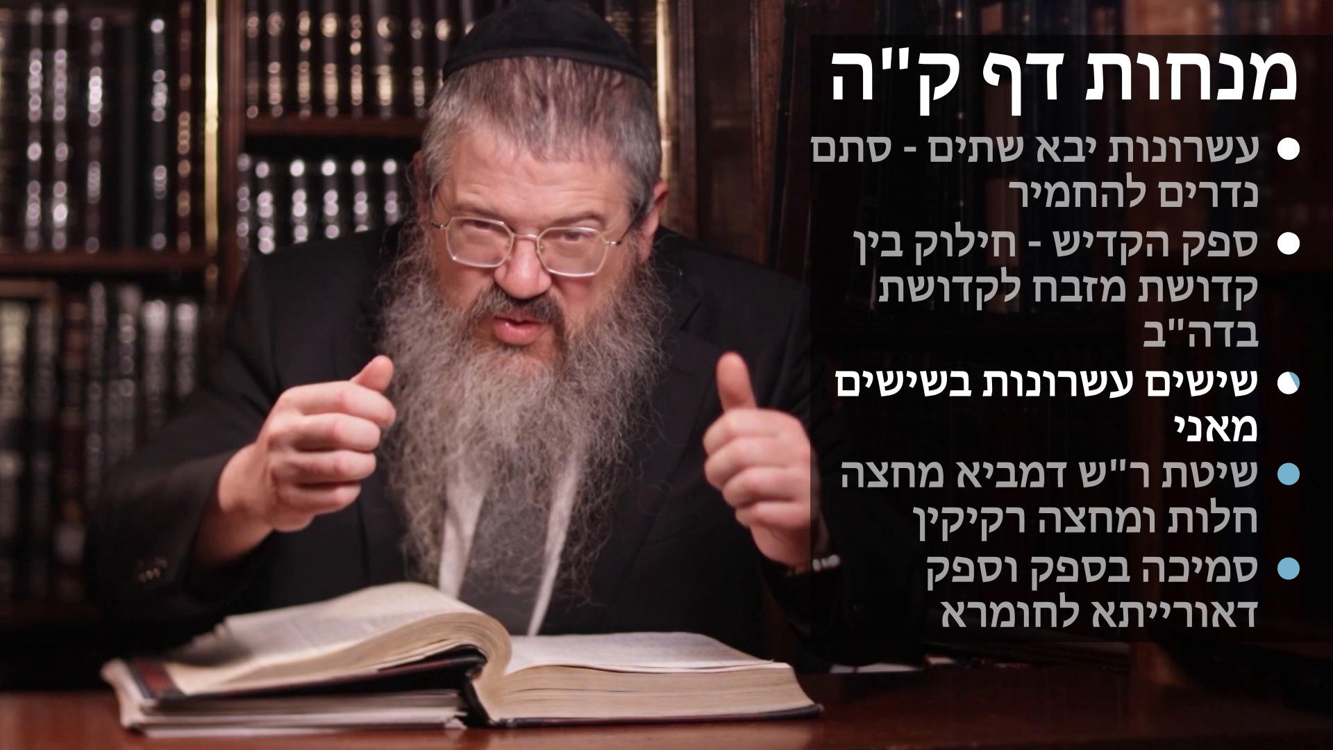 Menachot daf 105 ספק בנדר למנחה Safek chiuv mincha, Stam nedarim lihachmir, Kedushas mizbaieach & Bedek habayis, Minchah machtzah chalos & machtzah rekikim, Semichah by a safik
